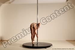 Nude Gymnastic poses Woman White Slim long brown Dancing Dynamic poses Pinup